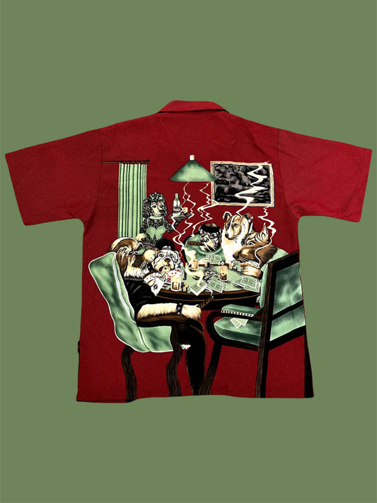 Y2K Dogs Playing Poker All Over Print Button Up