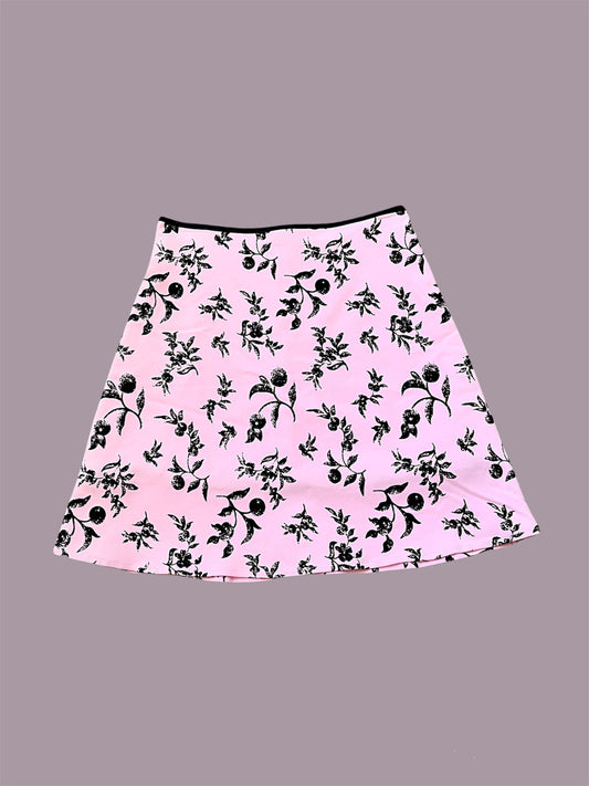 Y2K Speechless Pink & Black Velvet Floral Skirt