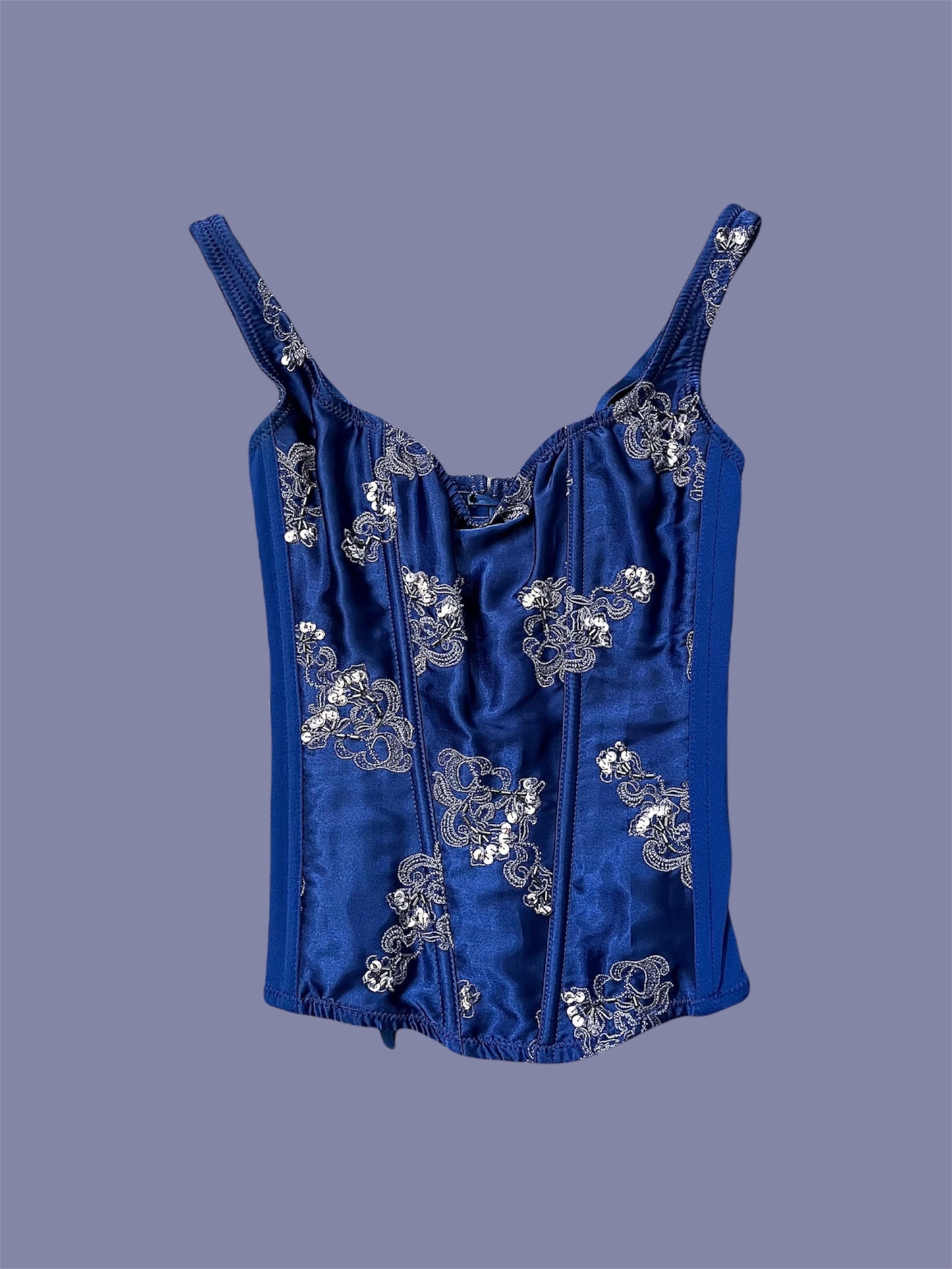 90s Fredricks Of Hollywood Blue Satin Corset