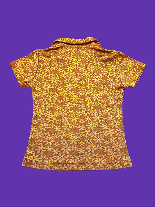 90s Fang Orange Flower Slinky Top