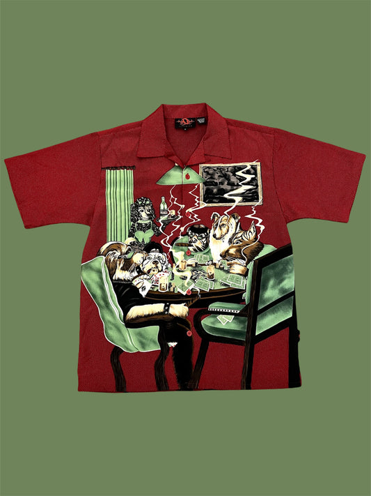 Y2K Dogs Playing Poker All Over Print Button Up