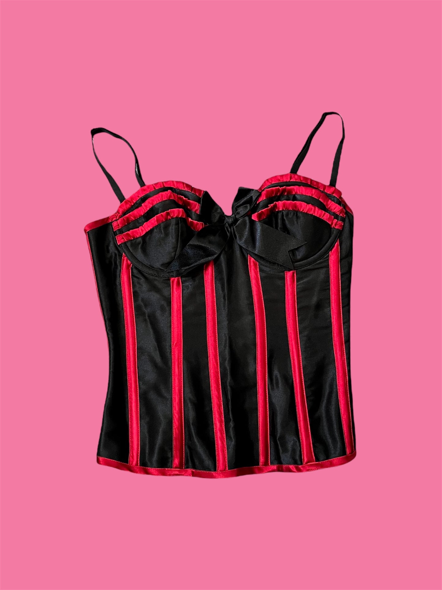 Y2K Fredricks Of Hollywood Red Striped Corset