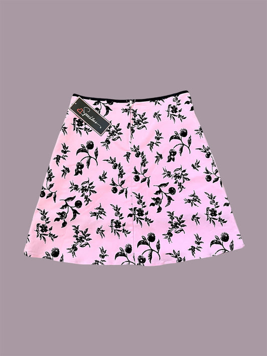 Y2K Speechless Pink & Black Velvet Floral Skirt