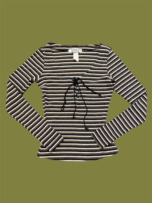 90s Rampage Tonal Striped Tie Up Longsleeve