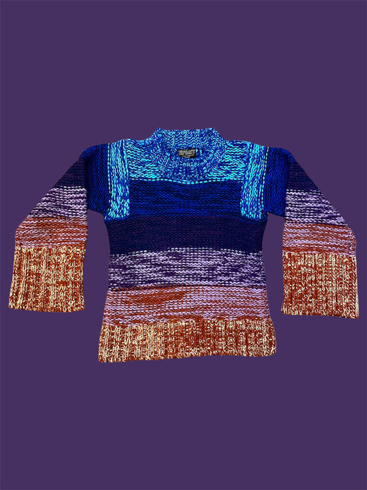 70s Rare SPIRIT Colorful Knit Flare Sweater
